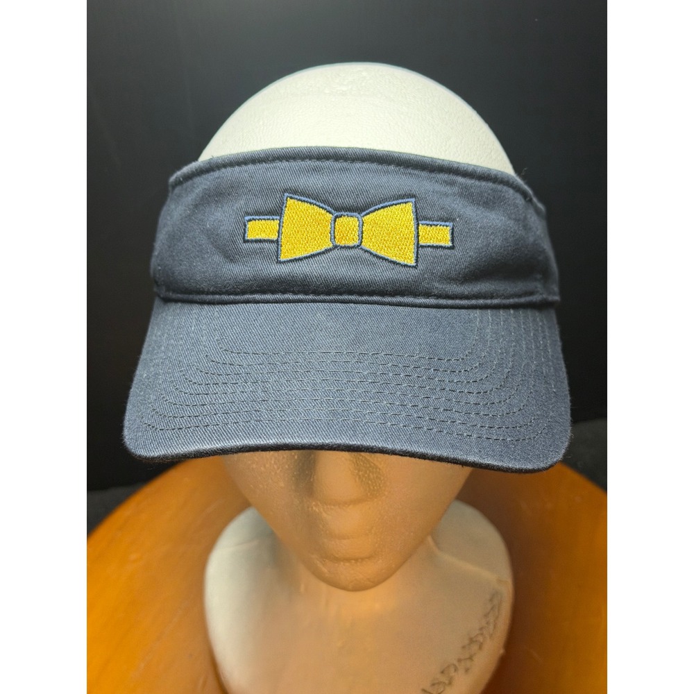 JR Criders Richardson Navy Blue Sun Visor Hat Yellow Bow Tie Embroidery